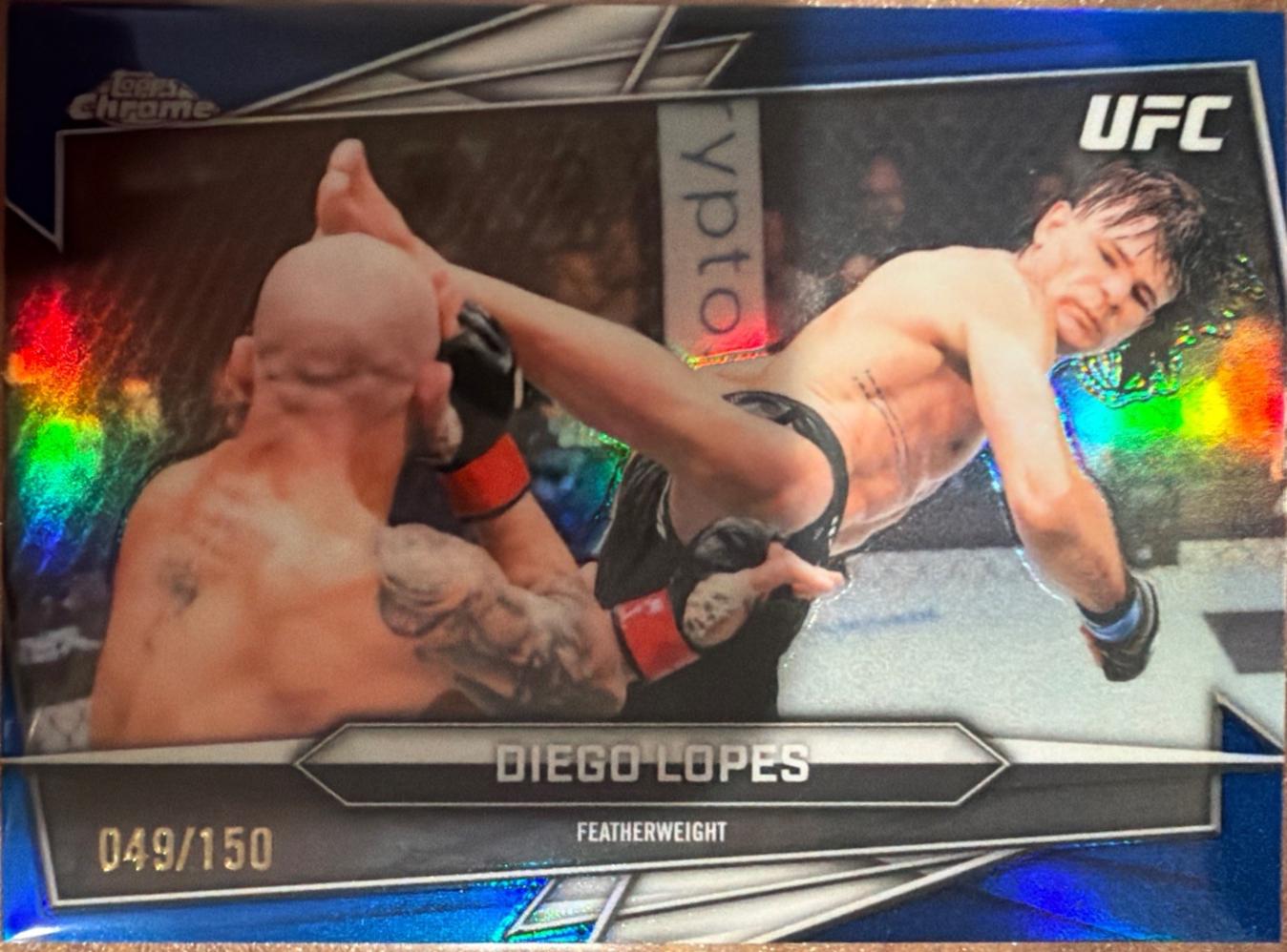 Diego Lopes 2026 Topps Chrome UFC Base #128 Blue Refractor