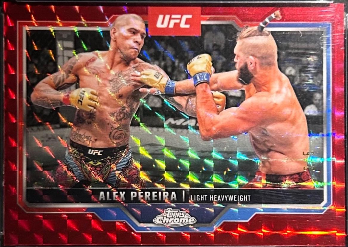 Alex Pereira 2025 Topps Chrome UFC Base #2 Red Geometric Refractor