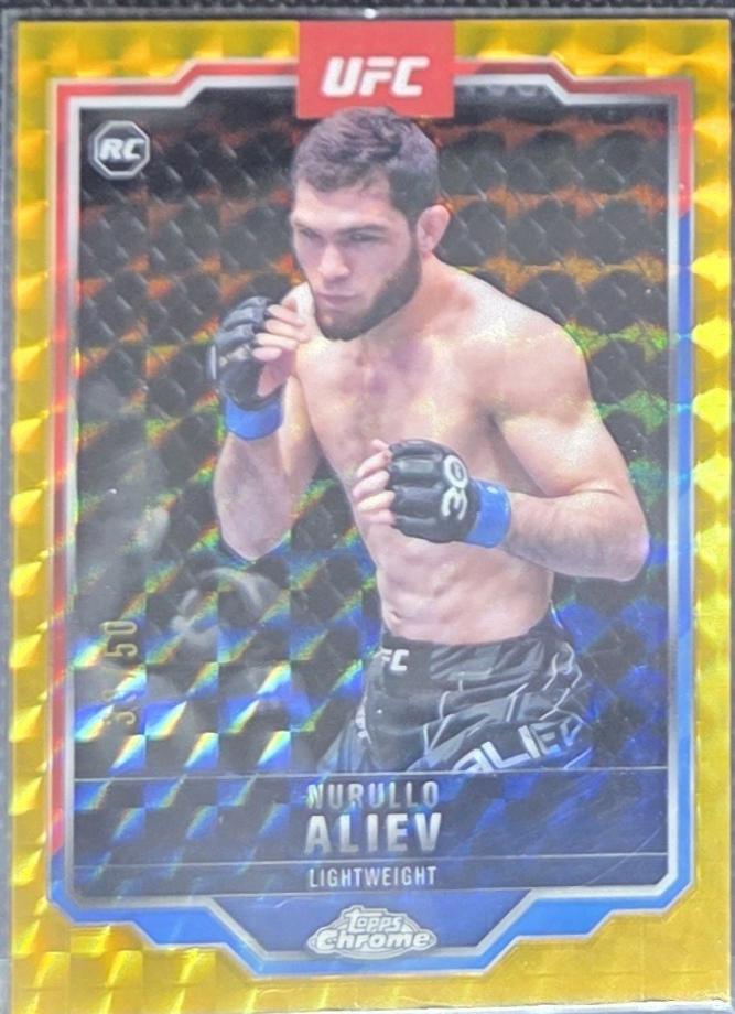 Nurullo Aliev 2025 Topps Chrome UFC Base #105 Gold Geometric Refractor