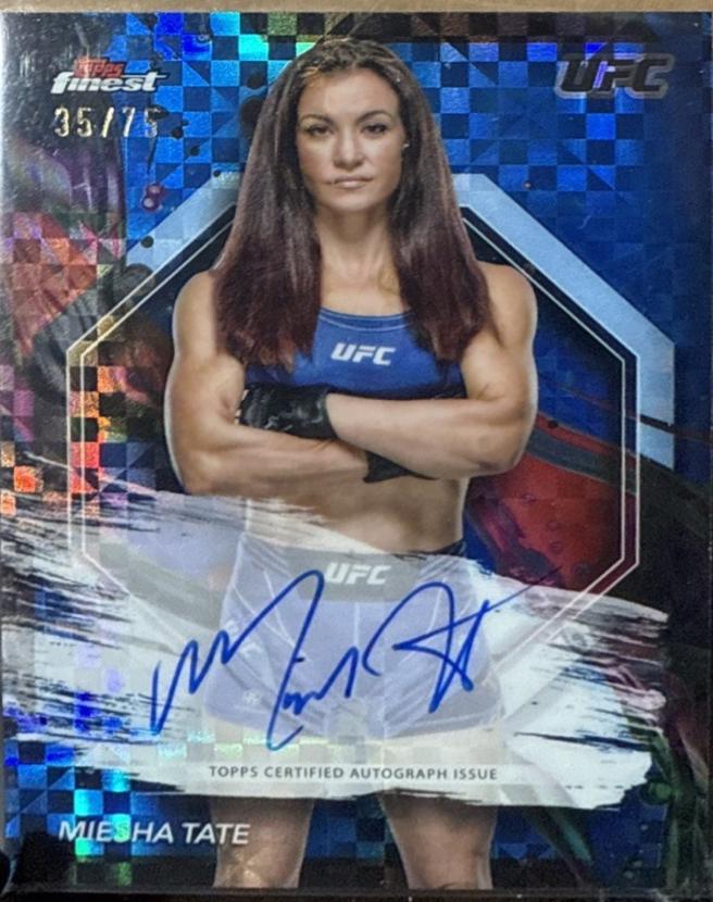 Miesha Tate 2024 Topps Finest UFC Finest Autographs #FA-MTE Blue Checkerboard Refractor