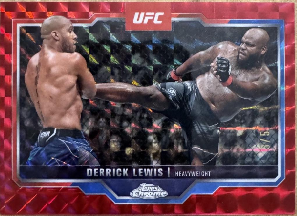 Derrick Lewis 2025 Topps Chrome UFC Base #104 Red Geometric Refractor