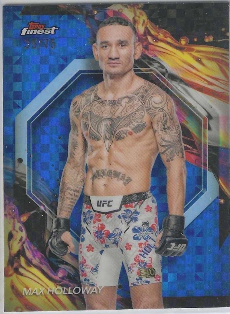 Max Holloway 2024 Topps Finest UFC Base Uncommon #181 Blue Checkerboard Refractor
