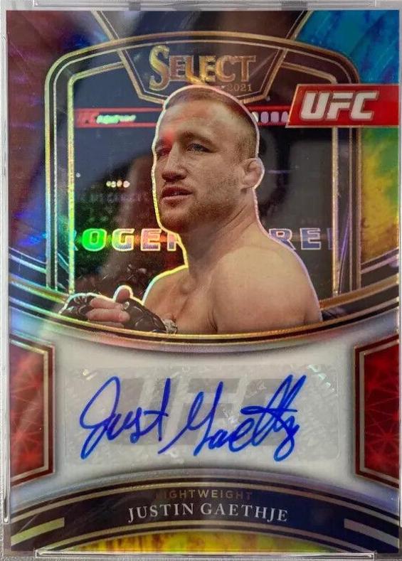 Justin Gaethje 2021 Panini Select UFC Signatures #4 Tie Dye Prizms