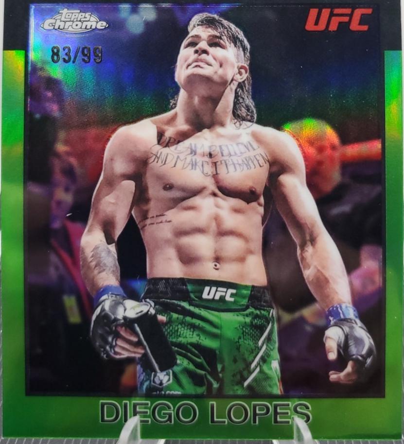 Diego Lopes 2026 Topps Chrome UFC 1986 Topps #86-15 Green Refractor