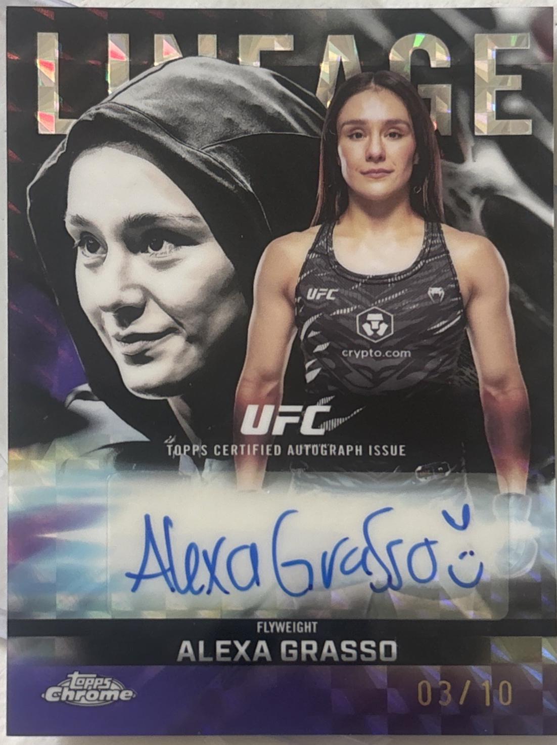Alexa Grasso 2026 Topps Chrome UFC Chrome Lineage Autographs #CCA-AG Purple Geometric Refractor