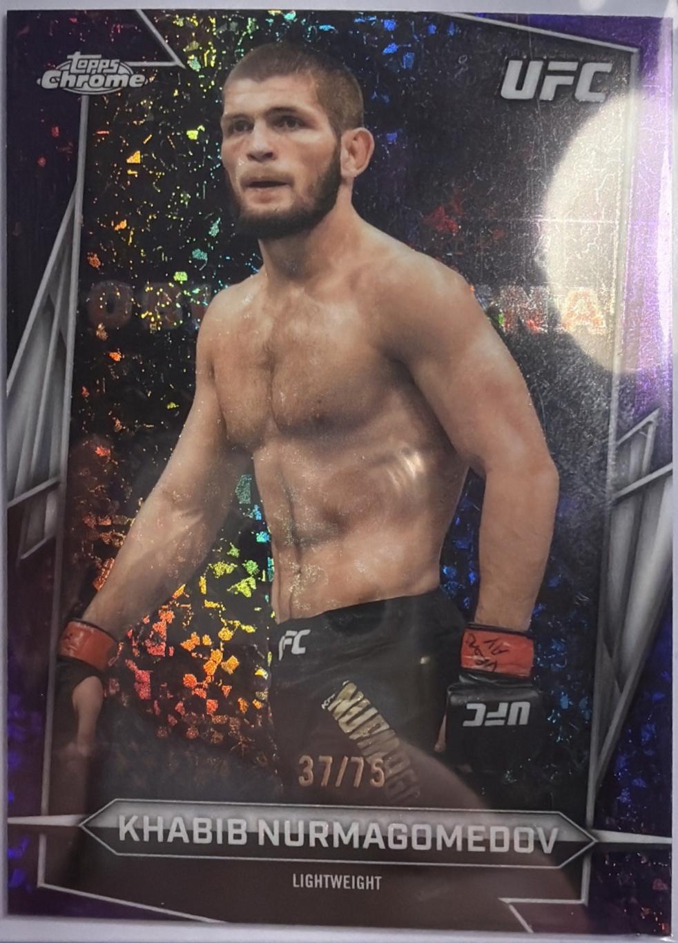Khabib Nurmagomedov 2026 Topps Chrome UFC Base #140 Purple Mini Diamonds Refractor