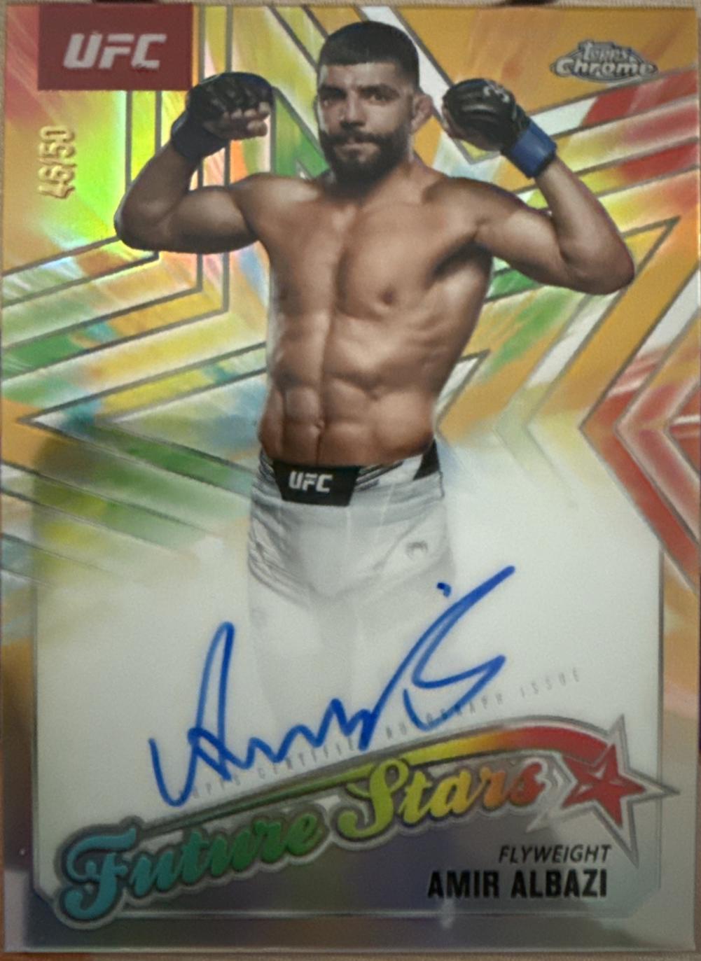Amir Albazi 2025 Topps Chrome UFC Future Stars Autographs #FSA-AA Gold Refractor