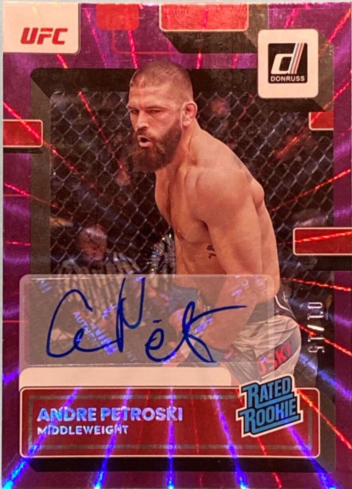 Andre Petroski 2023 Panini Donruss UFC Rated Rookies Signatures #201 Purple Laser