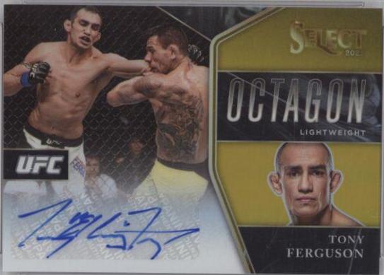 Tony Ferguson 2021 Panini Select UFC Octagon Action Signatures #5 Gold Prizms