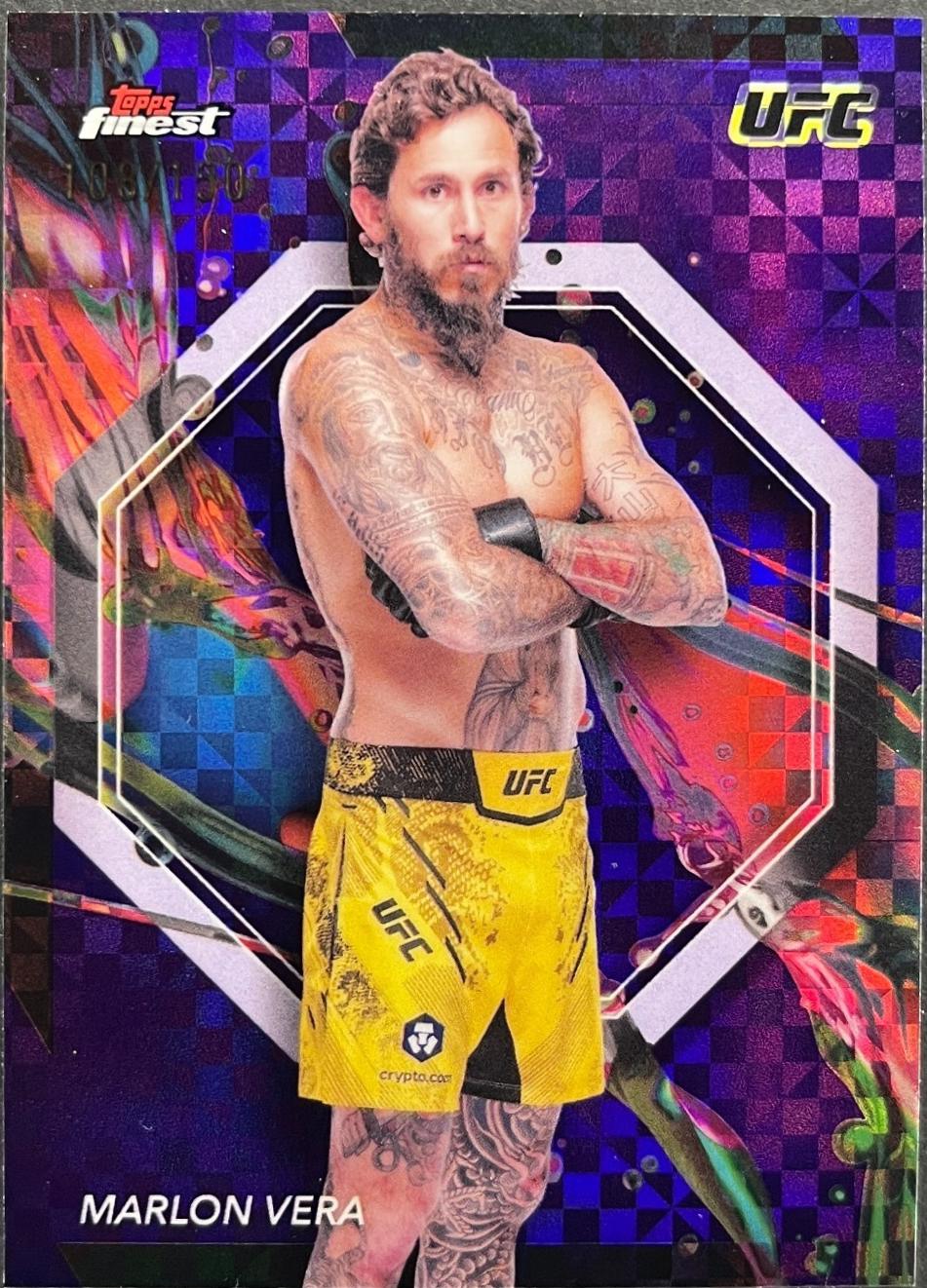 Marlon Vera 2024 Topps Finest UFC Base Common #80 Purple Checkerboard Refractor