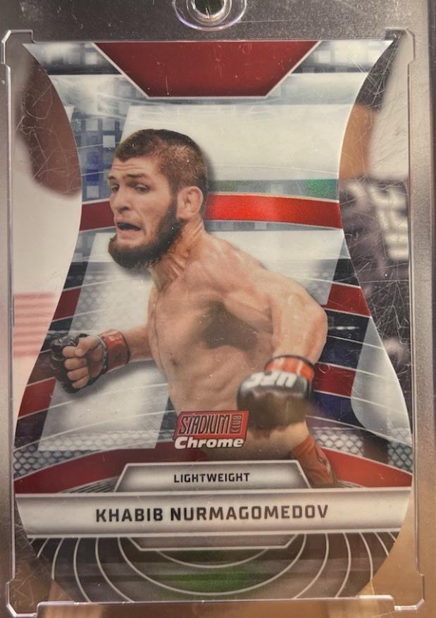 Khabib Nurmagomedov 2026 Topps Stadium Club UFC Triumvirates #TV-32 Red Refractor