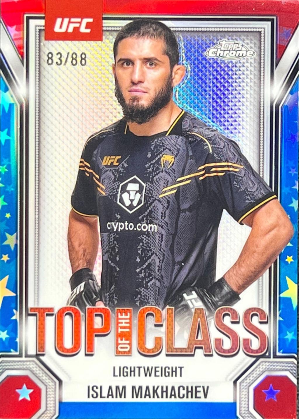 Islam Makhachev 2025 Topps Chrome UFC Top of the Class #TTC-19 Red White Blue Refractor