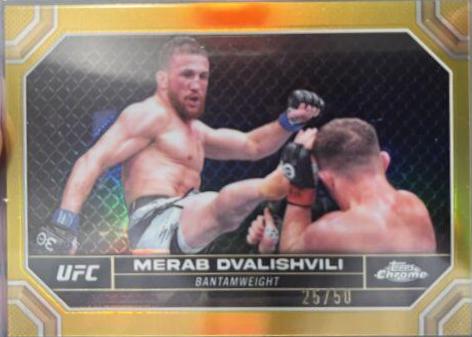 Merab Dvalishvili 2024 Topps Chrome UFC Base #135 Gold Refractor