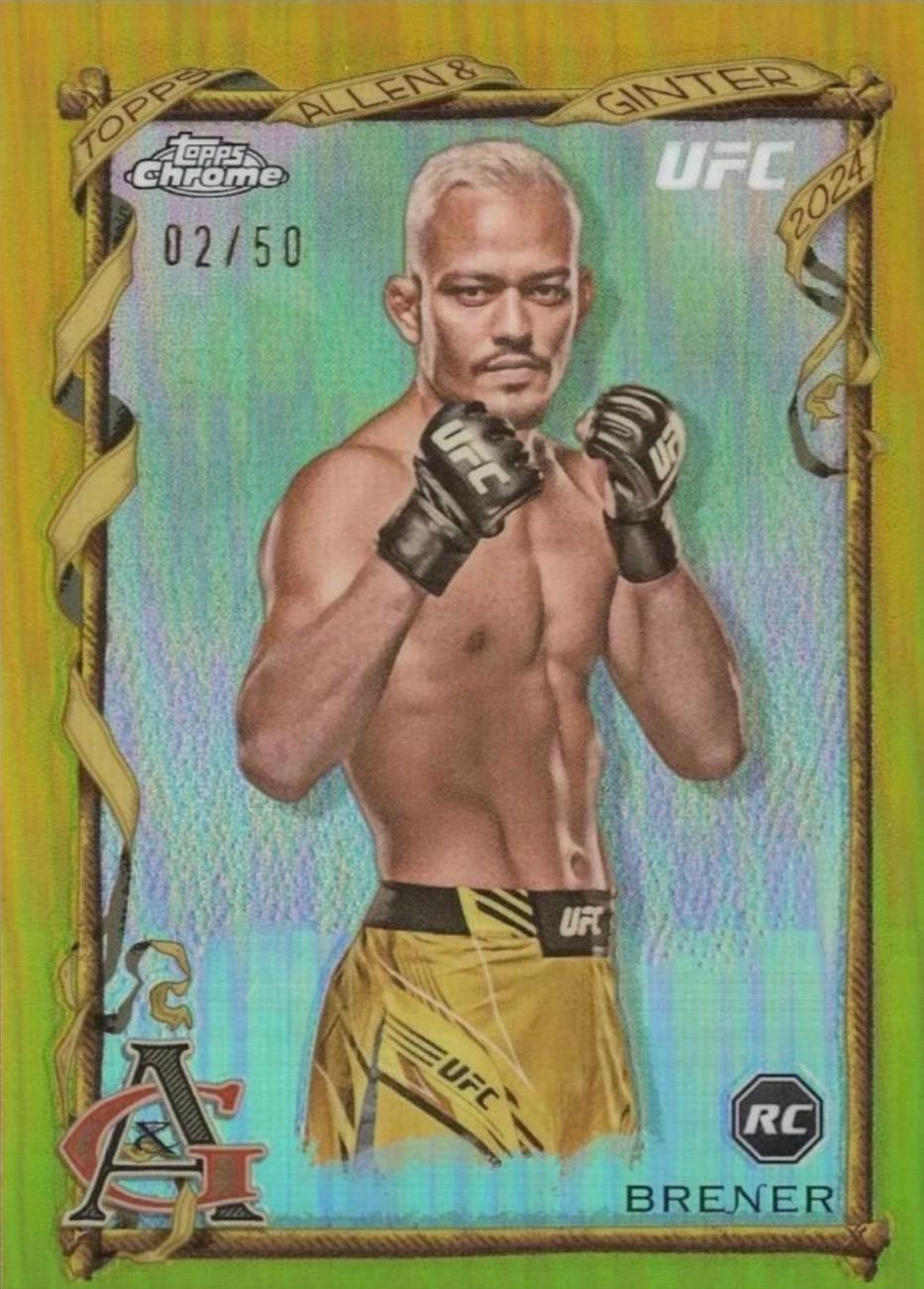 Elves Brener 2024 Topps Chrome UFC Allen & Ginter #AAG-14 Gold Refractor