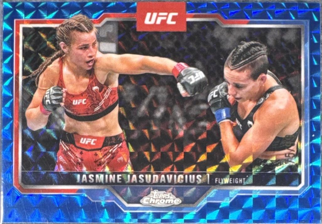 Jasmine Jasudavicius 2025 Topps Chrome UFC Base #93 Blue Geometric Refractor