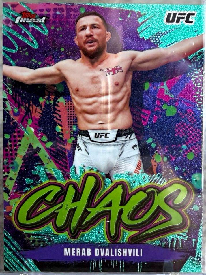 Merab Dvalishvili 2024 Topps Finest UFC Chaos #CHA-9 Tangerine Glitter Refractor