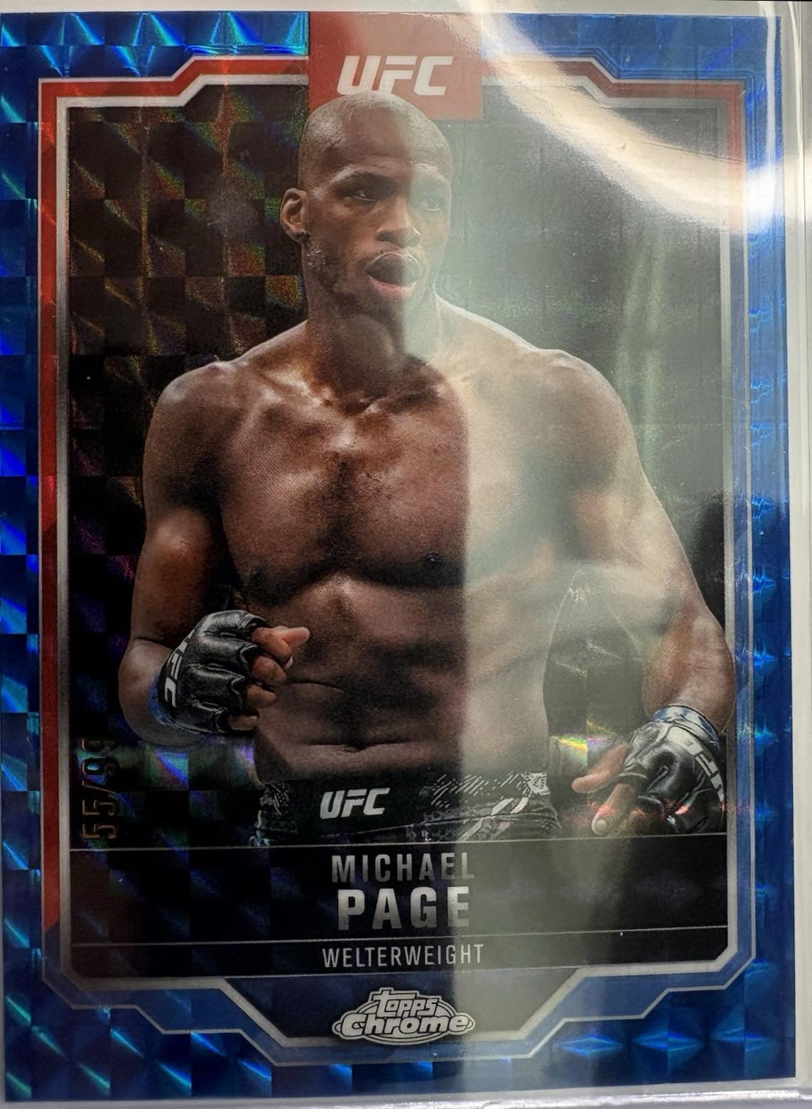 Michael Page 2025 Topps Chrome UFC Base #167 Blue Geometric Refractor