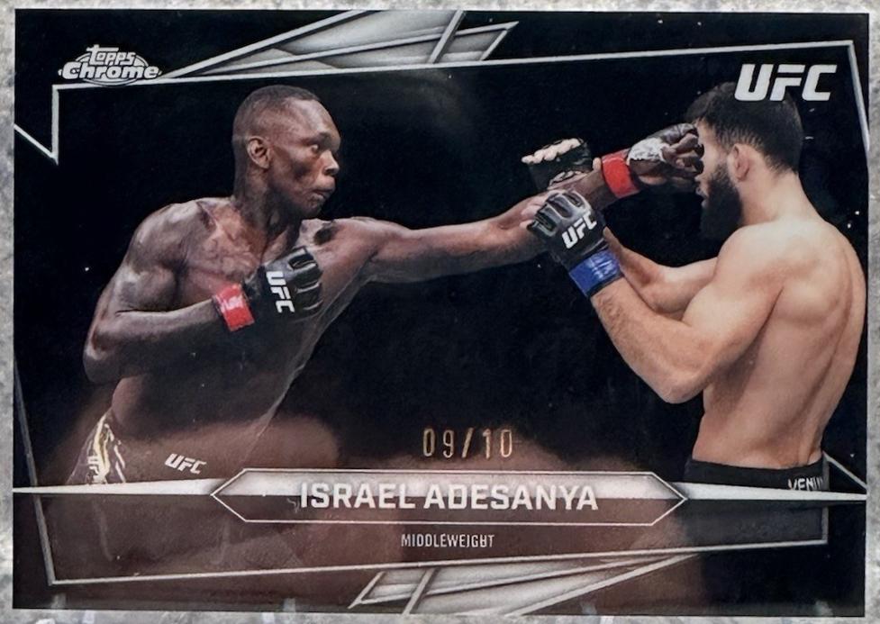 Israel Adesanya 2026 Topps Chrome UFC Base #197 Purple Mini Diamonds Refractor
