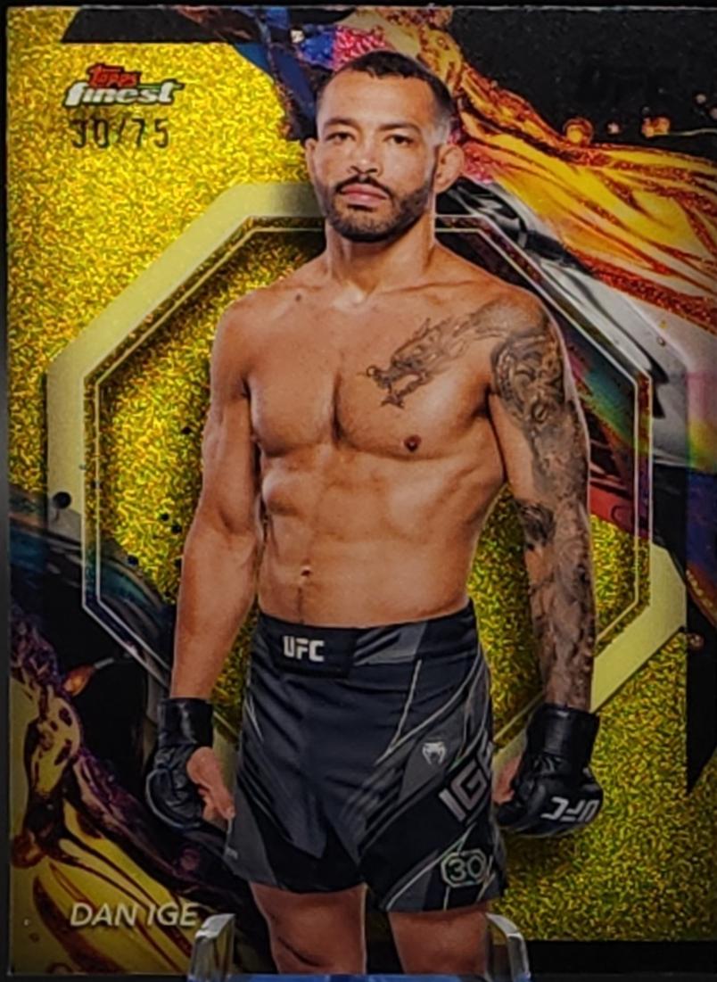 Dan Ige 2024 Topps Finest UFC Base Uncommon #135 Yellow Glitter Refractor