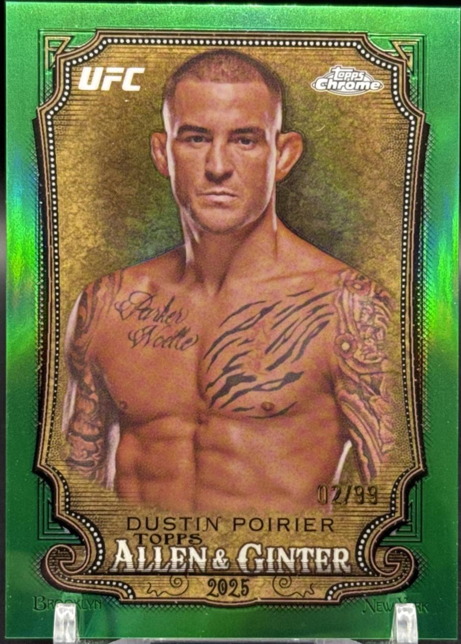 Dustin Poirier 2025 Topps Chrome UFC Allen & Ginter #AAG-29 Green Refractor