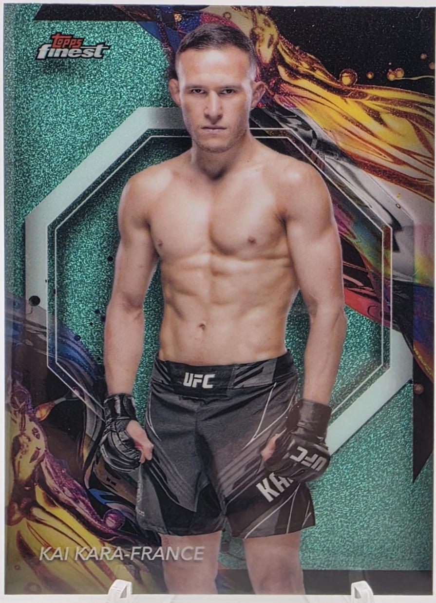 Kai Kara-France 2024 Topps Finest UFC Base Uncommon #103 Aqua Glitter Refractor