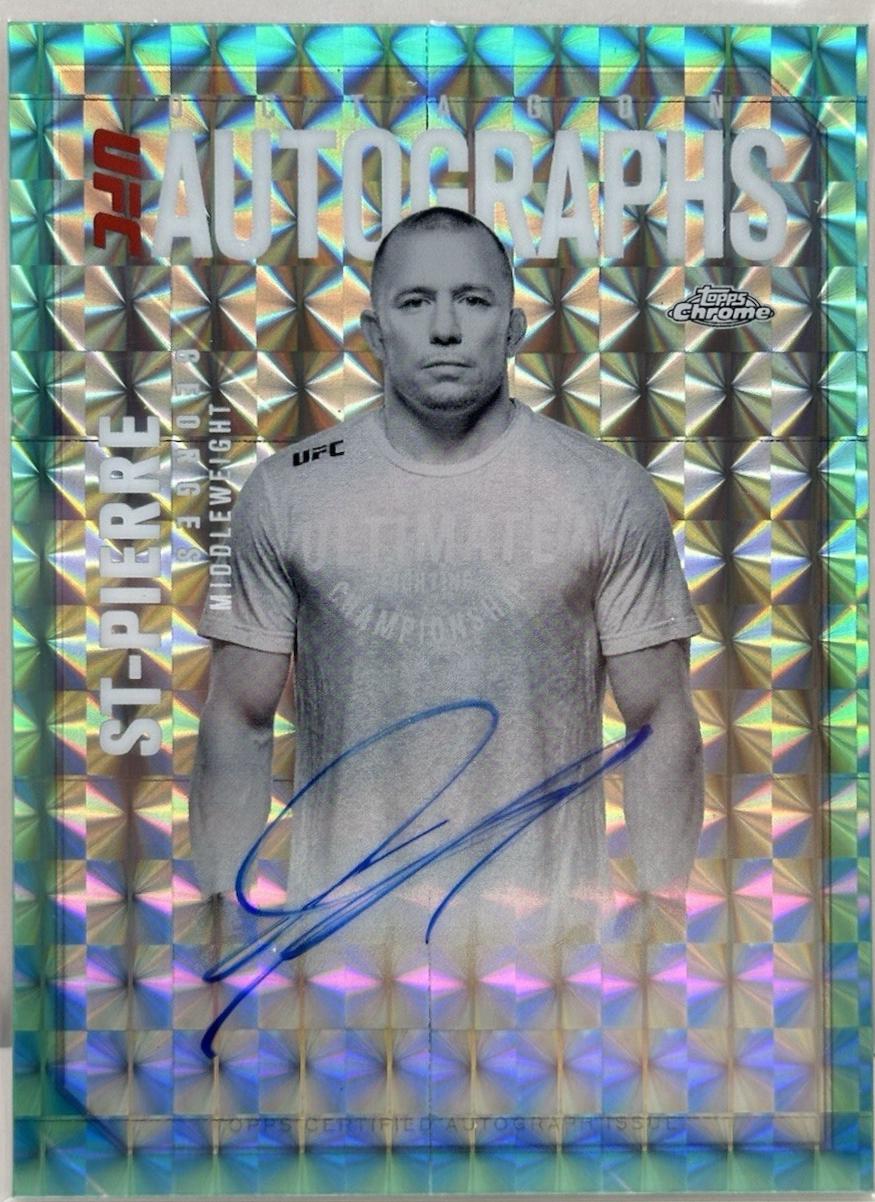 Georges St-Pierre 2025 Topps Chrome UFC Octagon Legends Autographs #OLA-GS Geometric Aqua Refractor