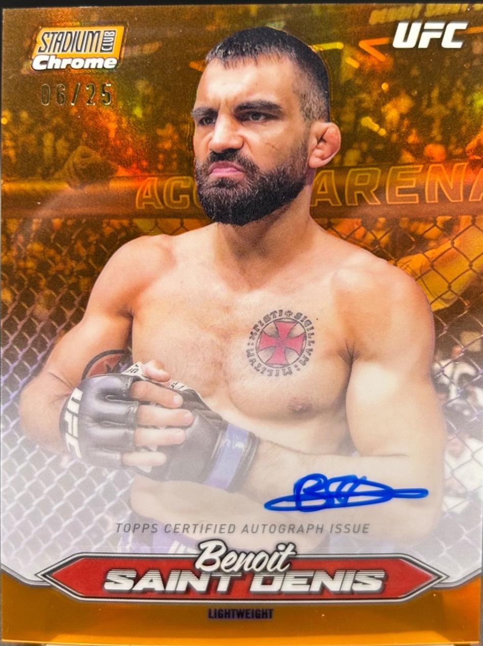 Benoit Saint Denis 2025 Topps Stadium Club UFC Chrome Autographs #CAS-BSD Orange