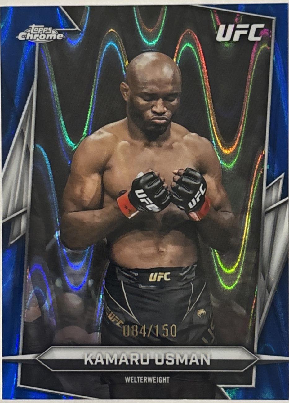 Kamaru Usman 2026 Topps Chrome UFC Base #27 Blue Refractor