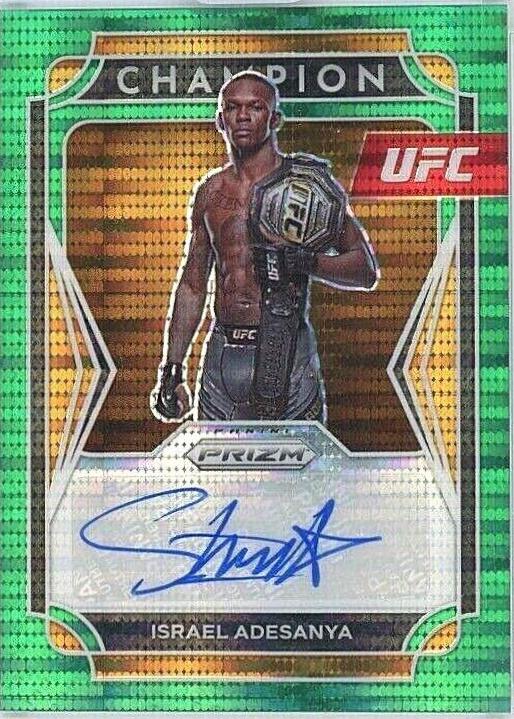 Israel Adesanya 2022 Panini Prizm UFC Champion Signatures #6 Green Pulsar