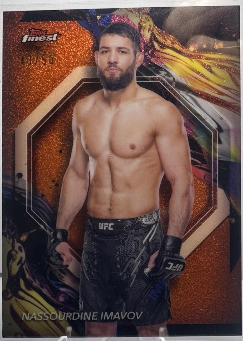 Nassourdine Imavov 2024 Topps Finest UFC Base Uncommon #145 Tangerine Glitter Refractor