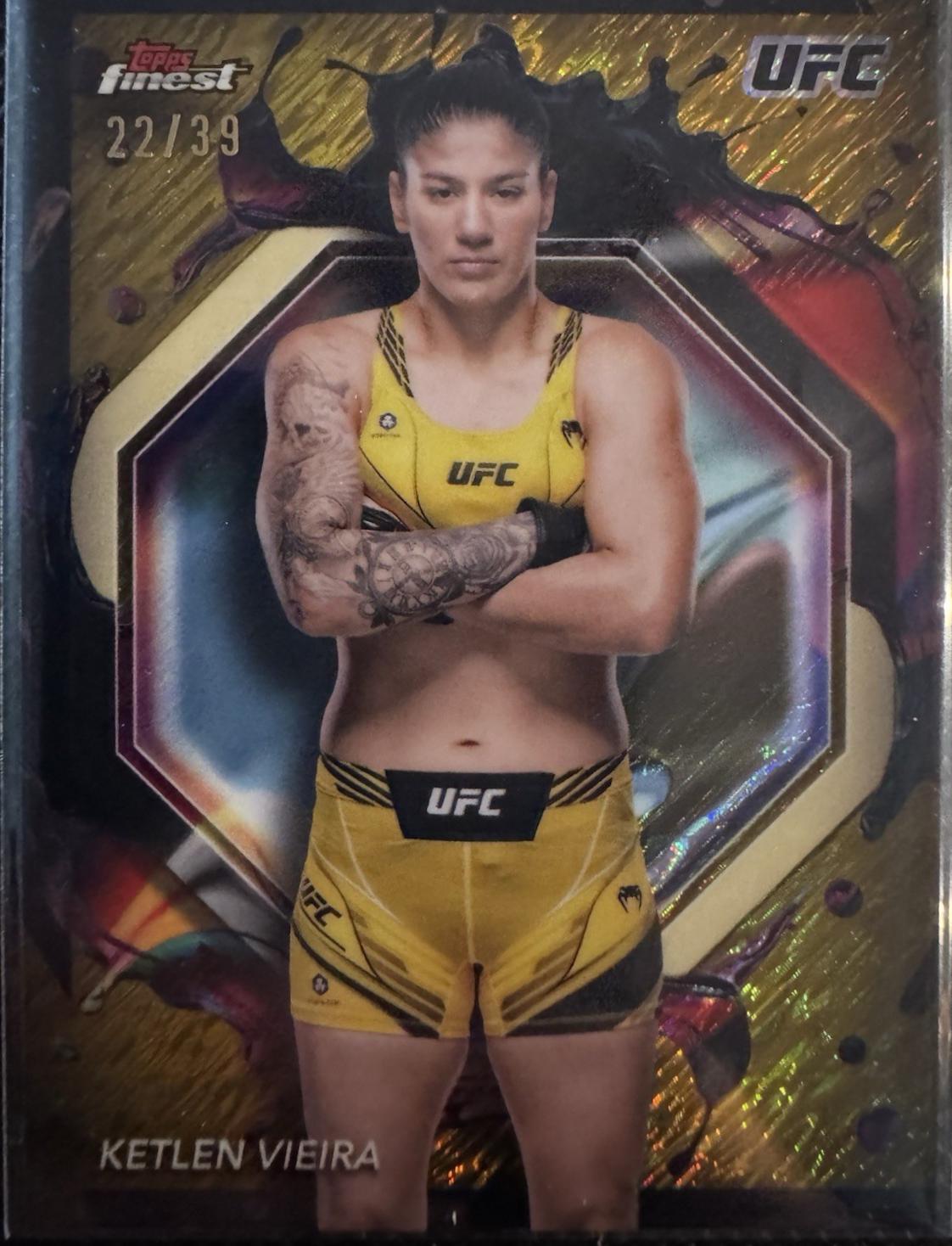 Ketlen Vieira 2024 Topps Finest UFC Base Rare #215 Gold Shimmer Refractor