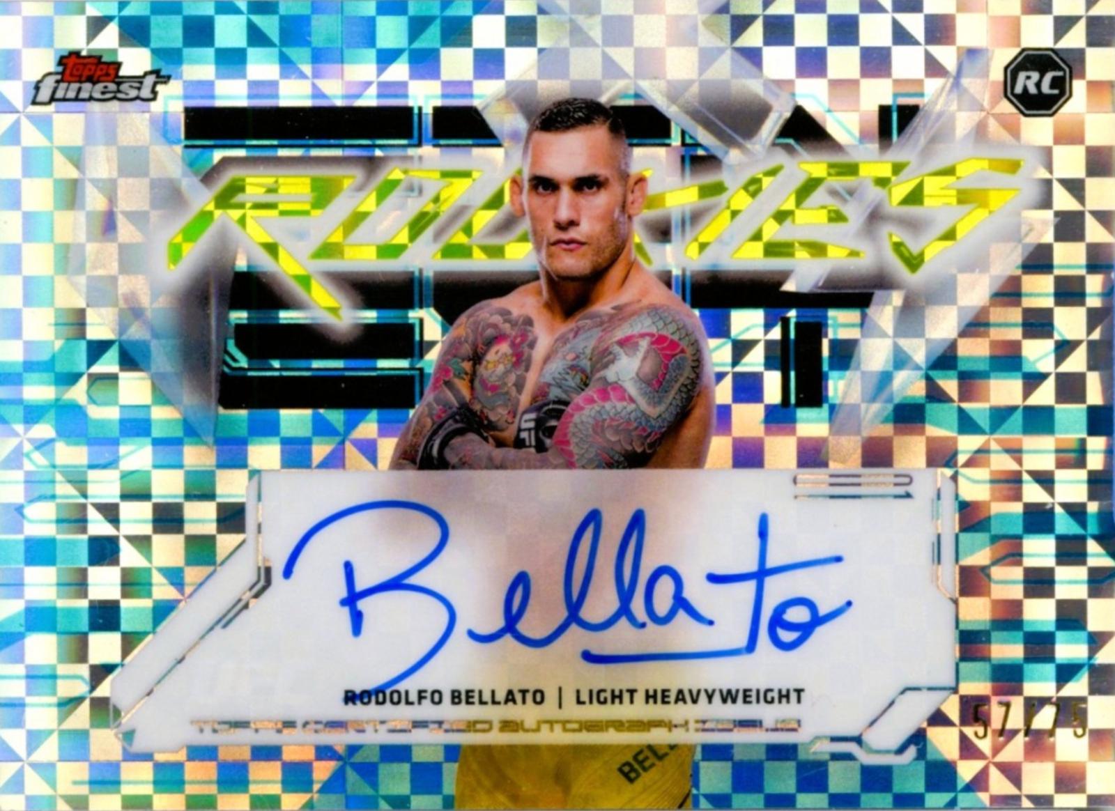 Rodolfo Bellato 2025 Topps Finest UFC Finest Rookie Autographs #FRA-RB Blue Checkerboard Refractor