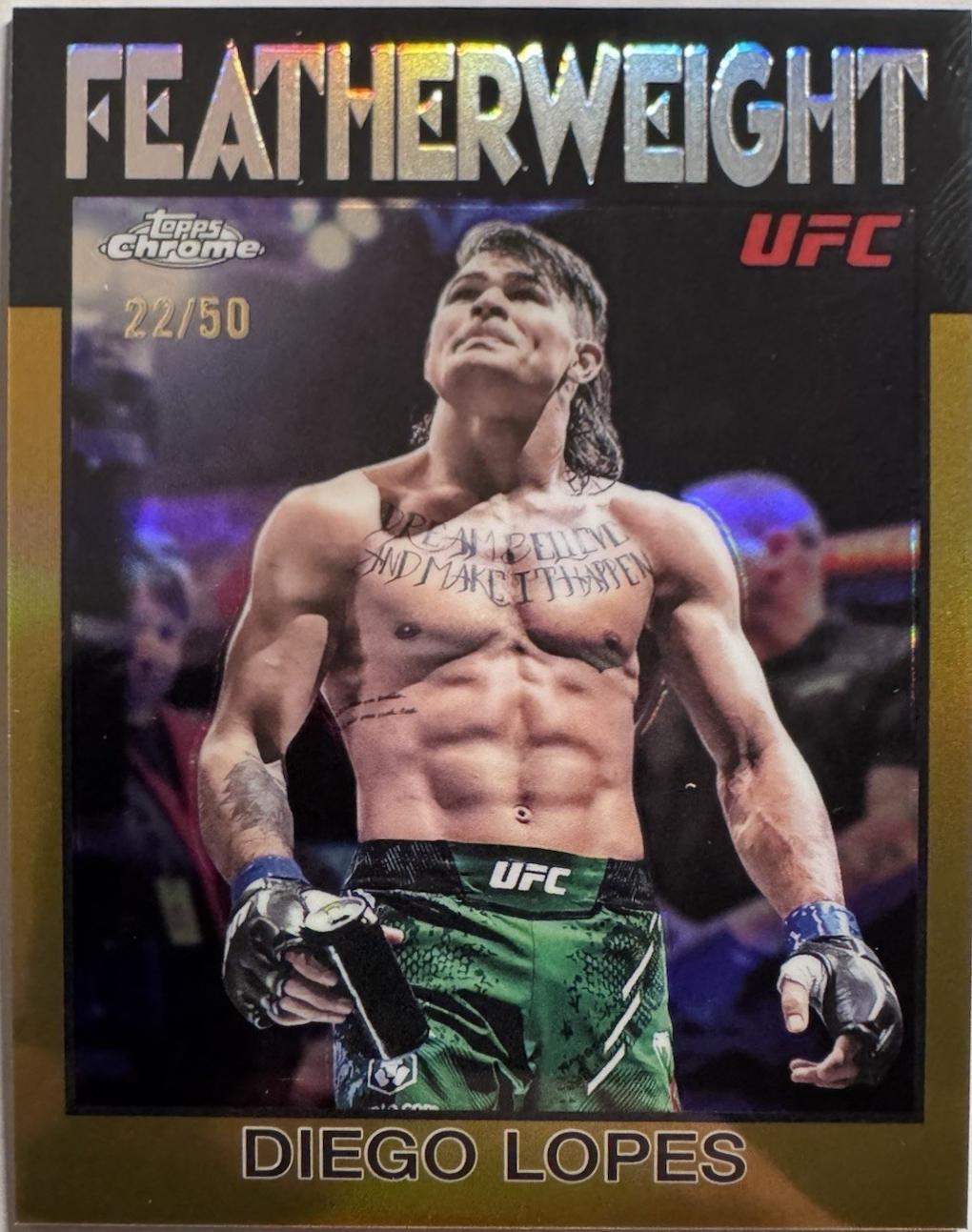 Diego Lopes 2026 Topps Chrome UFC 1986 Topps #86-15 Gold Refractor