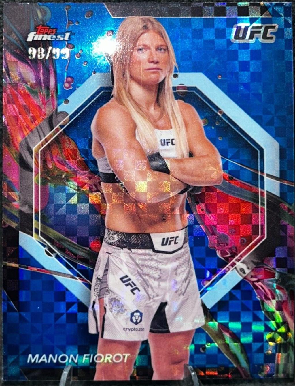 Manon Fiorot 2024 Topps Finest UFC Base Common #41 Blue Checkerboard Refractor