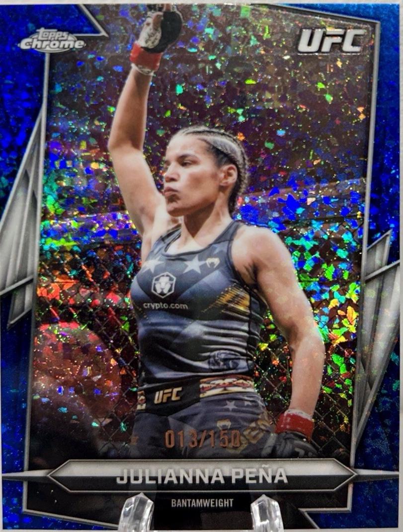Julianna Peña 2026 Topps Chrome UFC Base #175 Blue Mini Diamonds Refractor