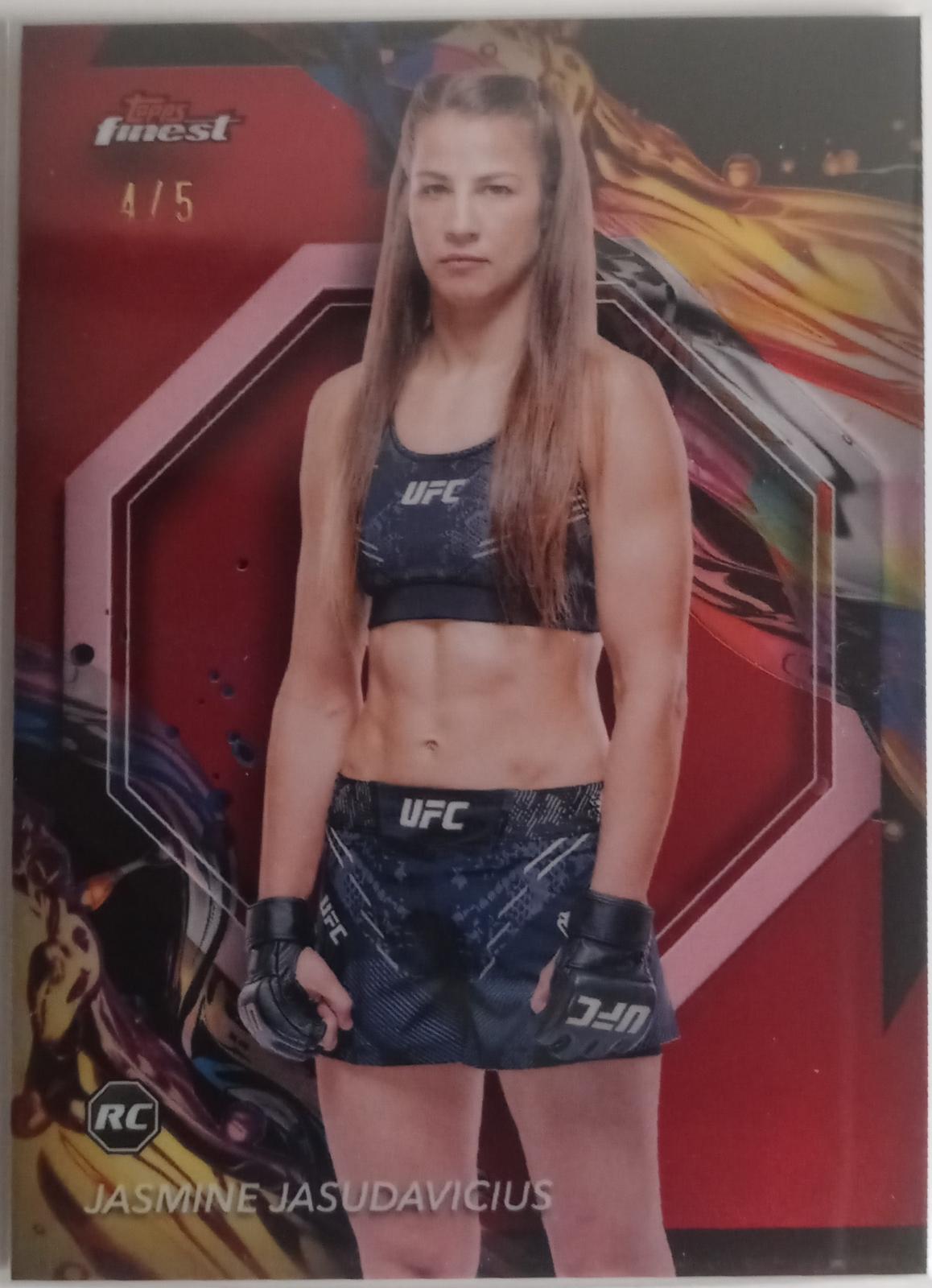Jasmine Jasudavicius 2024 Topps Finest UFC Base Uncommon #123 Yellow Glitter Refractor