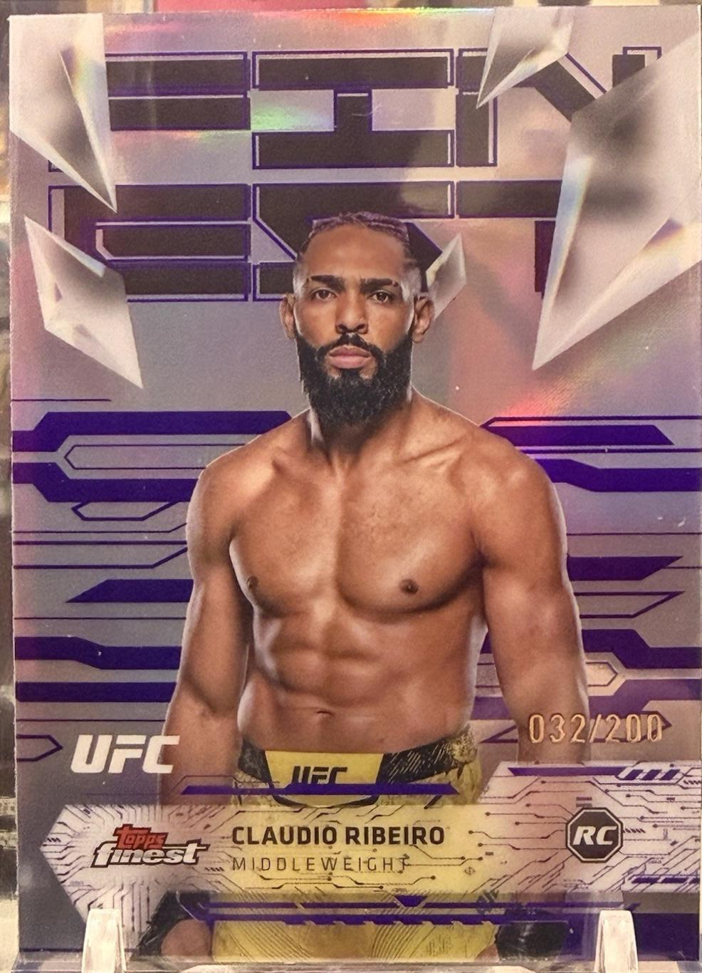 Claudio Ribeiro 2025 Topps Finest UFC Base Uncommon #186 Purple Refractor