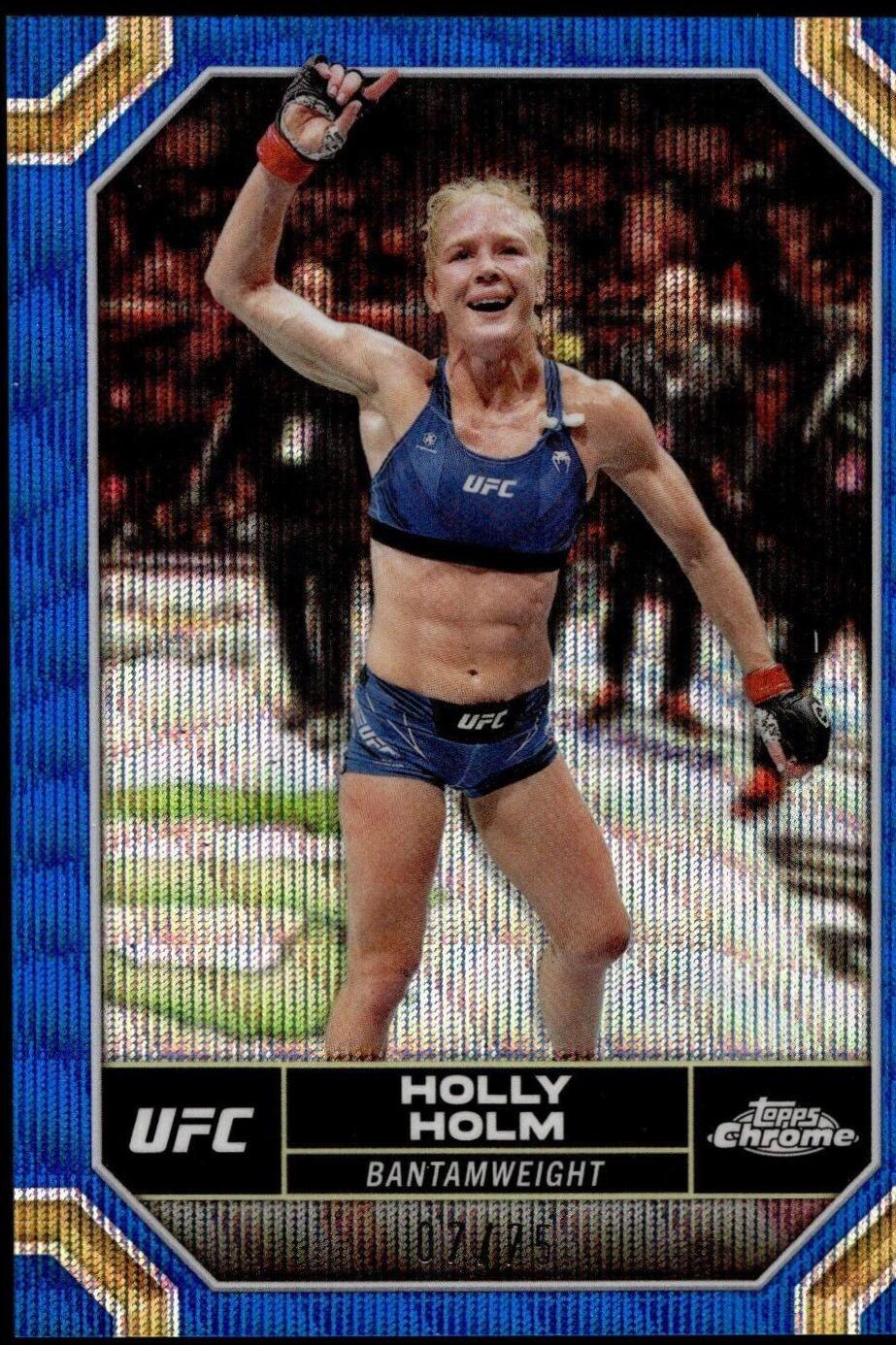 Holly Holm 2024 Topps Chrome UFC Base #74 Blue Wave Refractor