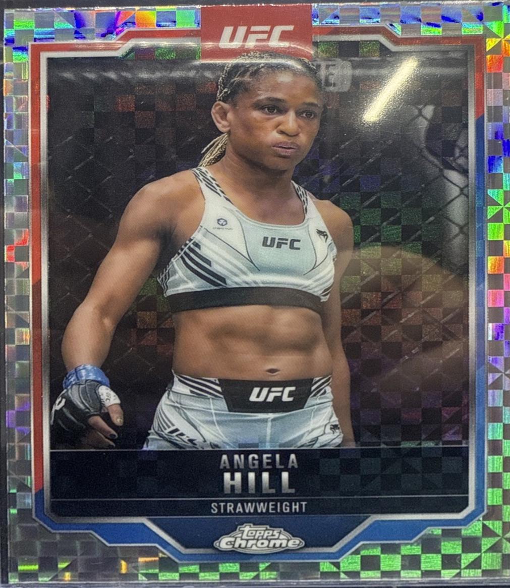 Angela Hill 2025 Topps Chrome UFC Base #124 X-Fractor
