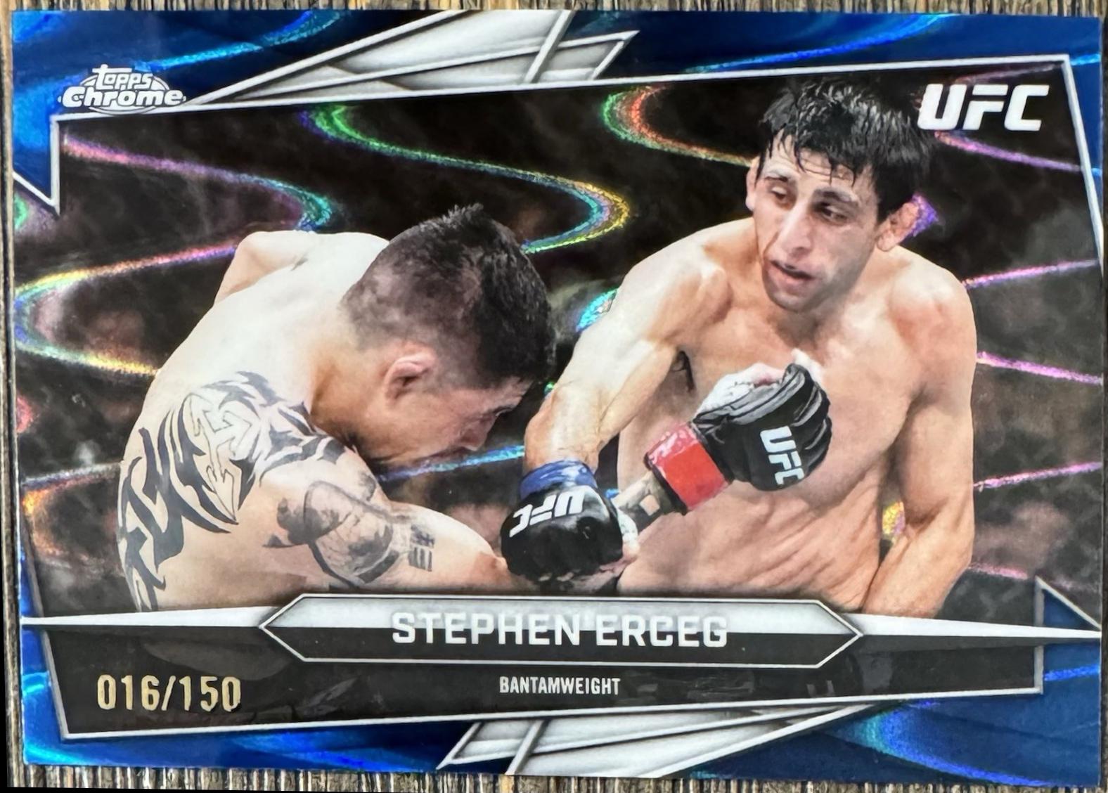 Stephen Erceg 2026 Topps Chrome UFC Base #186 Blue Ray Wave Refractor