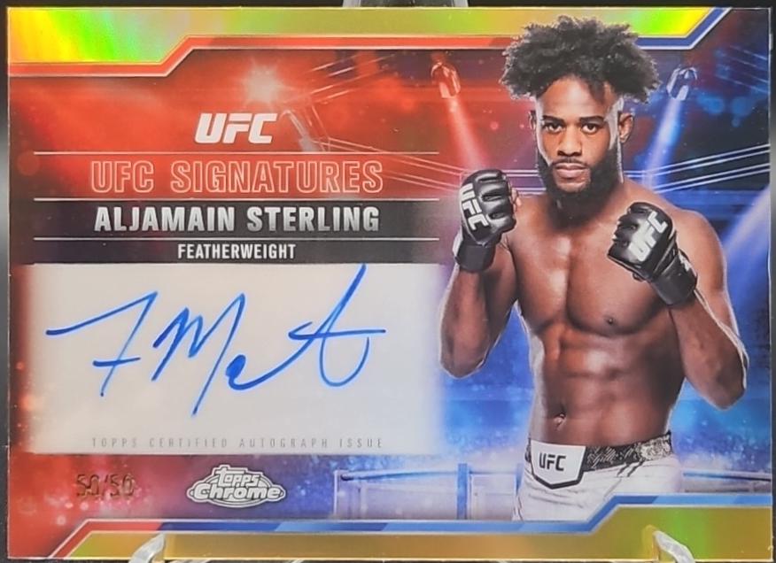 Aljamain Sterling 2025 Topps Chrome UFC UFC Signatures #SIG-AS Gold Refractor