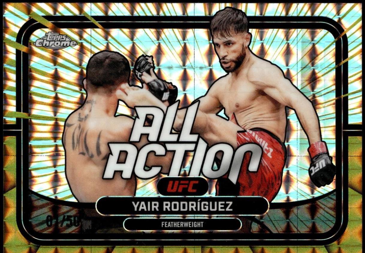 Yair Rodríguez 2026 Topps Chrome UFC All-Action #AA-41 Gold Geometric Refractor