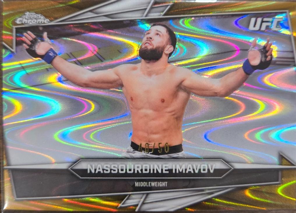 Nassourdine Imavov 2026 Topps Chrome UFC Base #131 Gold Ray Wave Refractor