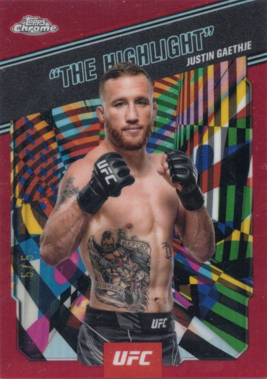 Justin Gaethje 2025 Topps Chrome UFC AKA #AKA-3 Red Refractor