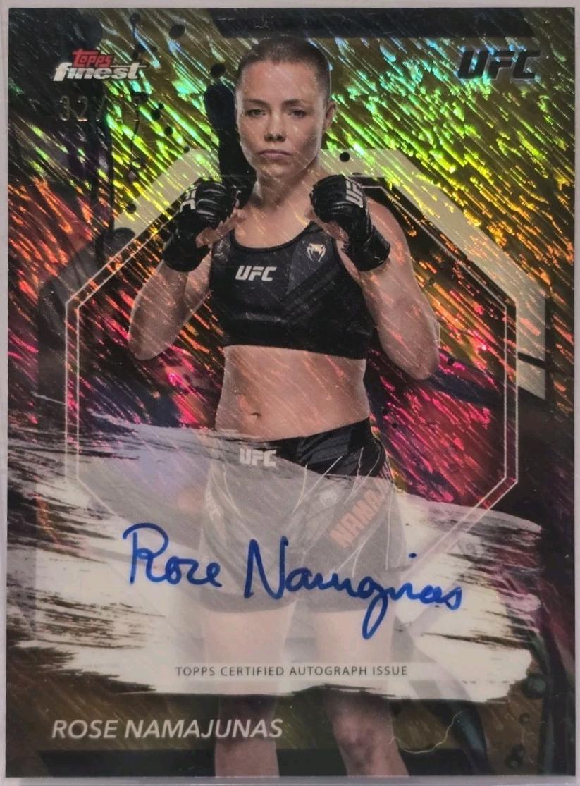 Rose Namajunas 2024 Topps Finest UFC Finest Autographs #FA-RNS Gold Shimmer Refractor