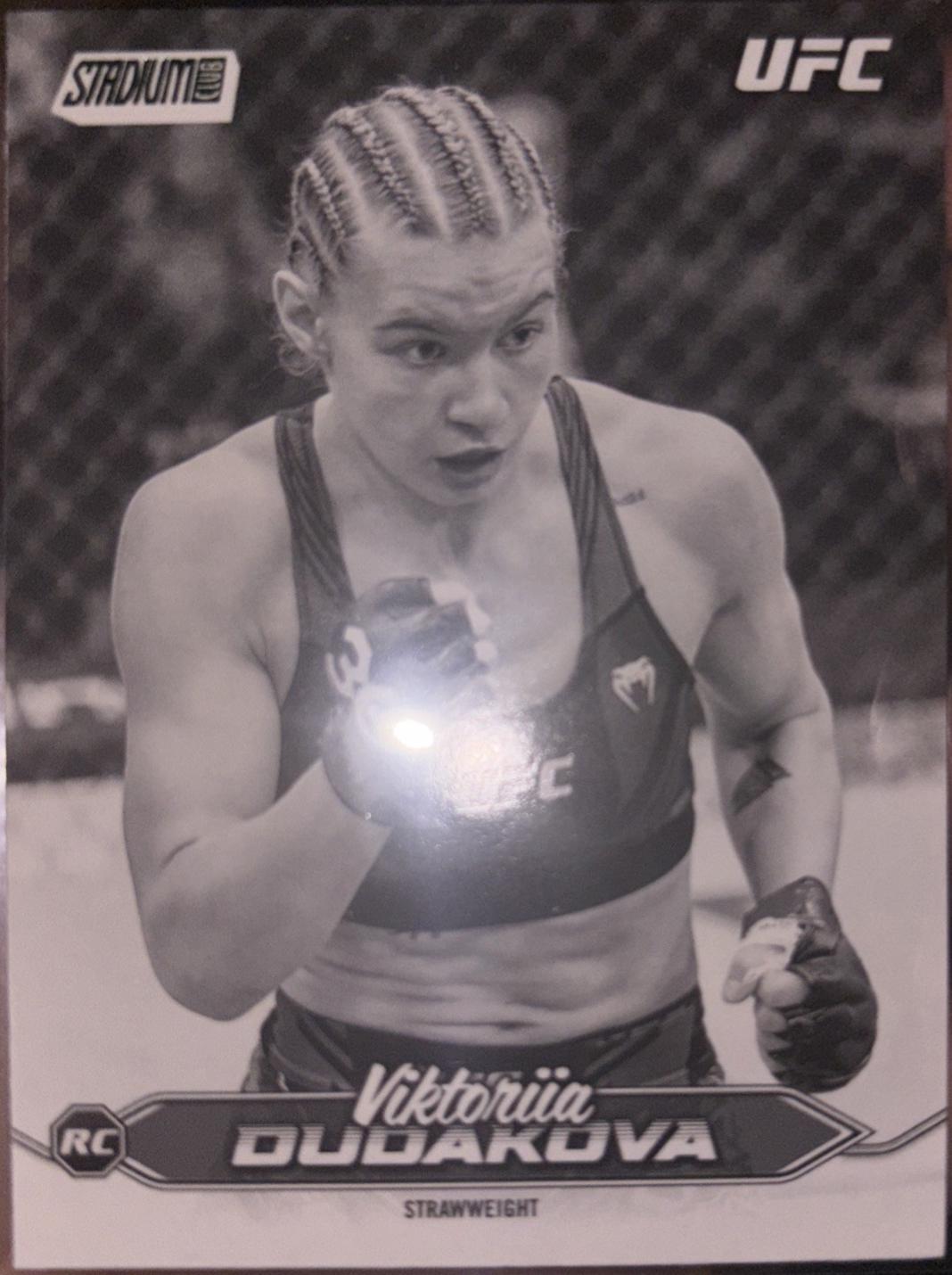 Viktoriia Dudakova 2025 Topps Stadium Club UFC Base #124 Black & White