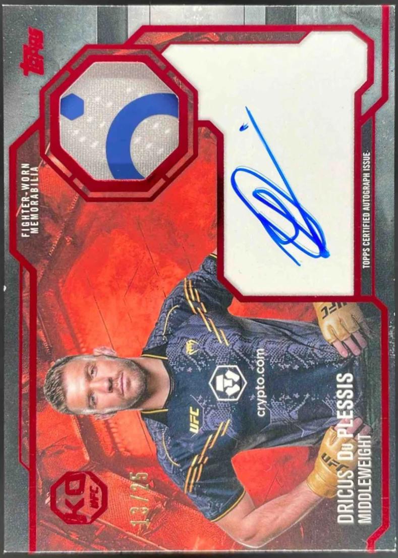 Dricus Du Plessis 2025 Topps Knockout UFC Knockout Autograph Relics #KAR-DD Red