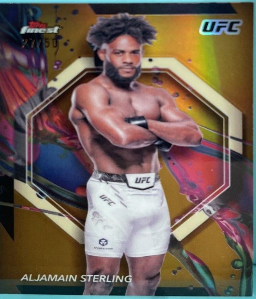 Aljamain Sterling 2024 Topps Finest UFC Base Common #58 Gold Refractor