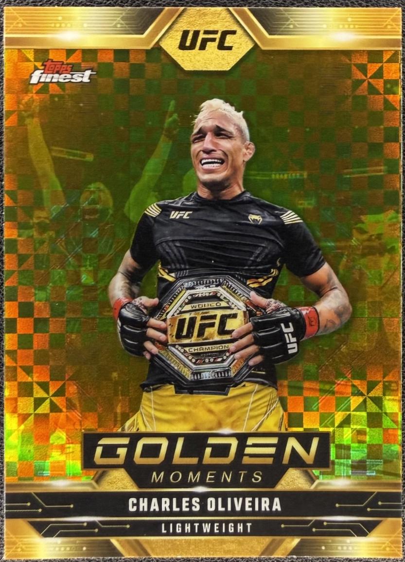 Charles Oliveira 2025 Topps Finest UFC Golden Moments #GM-2 Checkerboard Refractor