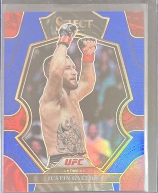 Justin Gaethje 2023 Panini Select UFC Premier Level #135 Blue Disco